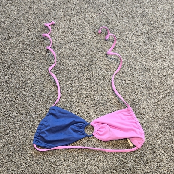 NWOT L Space Women Blue and Pink Bikini Top Swim Sz XS - Picture 1 of 6